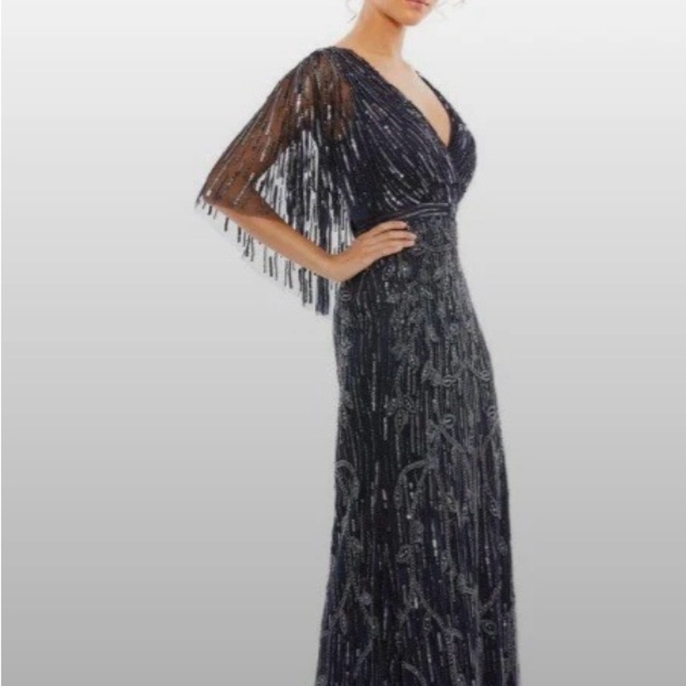 Mac Duggal Midnight Navy 9064 Gorgeous Beaded Dress for MOB/MOG- New with Tags - Picture 2 of 16